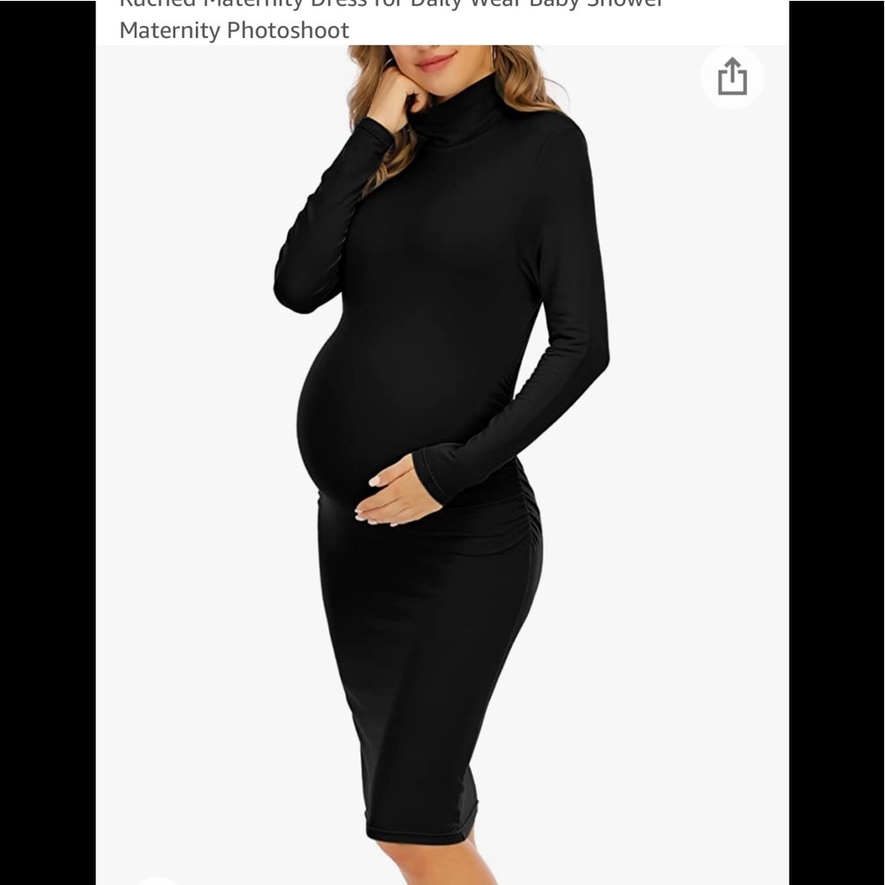 Black turtleneck maternity dress